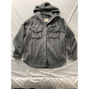 Thread & Supply Storm Grey Fleece Hooded Shacket Womens Medium